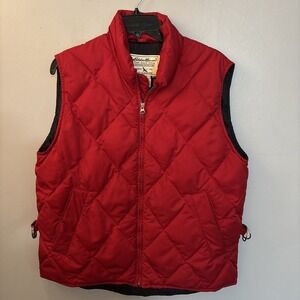 Vintage Eddie Bauer Vest Women's Size S/P Red Puffer Goose Down Full Zip